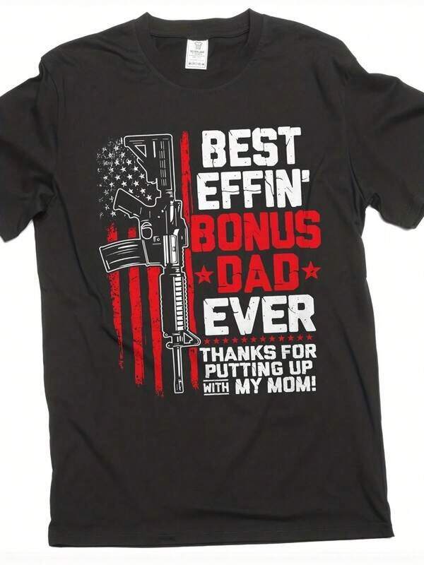 Best Bonus Dad Shirt Father's Day 2nd Adt Pro Gun Tee Step Dad Shirt Men Size S-XXL 220g