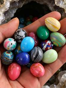 5/10/15/20/30/50/100pcs Natural Polished Gemstone Eggs, Large Polished Mineral Stone Eggs, Palm Chakra Eggs For Anxiety Relief, Chakra Balancing, Easter Decoration, Holiday Gift, Random Color - Natural Mineral Eggs - View 6