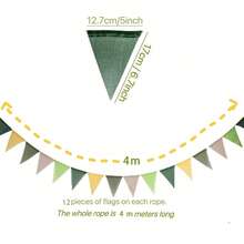 4m Green-Yellow Ombre Linen-Like Triangle Pennant Flags Bunting Set, Suitable For Outdoor Camping Tent Decor, Picnic, Birthday Party, Storefront Display, Reusable Garland For Cozy Atmosphere - A - View 3