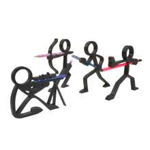 1Pc 3D-Printed Matchstick Pen Holder, Cute Chibi-Style Desk Organizer, Bookshelf Deco, Suitable For Office, For Home Use, Minimalist 3D Printed Desktop Organizer, Decorative Silhouette Pen Stand, Creative Humanoid Pose Pencil Cup, Unique Office Decor And Teacher Gift, Black Matte Finish,Plastic Pencil - Multiple Colors - View 1