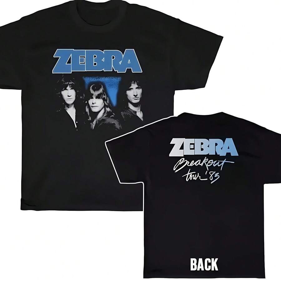 Zebra Band 1983 Breakout Tour T-Shirt Full Size S-5XL - Black - View 1