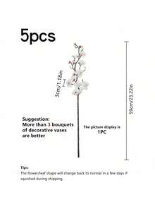 1pc/3pcs/5pcs/10pcs 23.22 Inch Bendable Artificial Silk Sakura Flower Branches With Leaves, Suitable For DIY Flower Wall, Scene Decoration, Vase Arrangement In Living Room/Bedroom, Wedding, Party, Tabletop Decor. Deciduous In Autumn/Winter - White - View 16