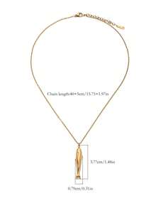 1pc 18K Gold Plated Stainless Steel 3D Fish Pendant Necklace, Ocean Vacation Style, Hypoallergenic, Suitable For Women's Daily, Vacation & Casual Wear - Gold - View 4