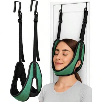 1pc Upgraded Door-Mounted Neck Traction Device, Thickened Neck Support, Breathable Design, 330lbs Weight Capacity, Multiple Colors Available, Portable Adjustable Neck Relaxation Tool, Suitable For Home Daily Use, Comfortable