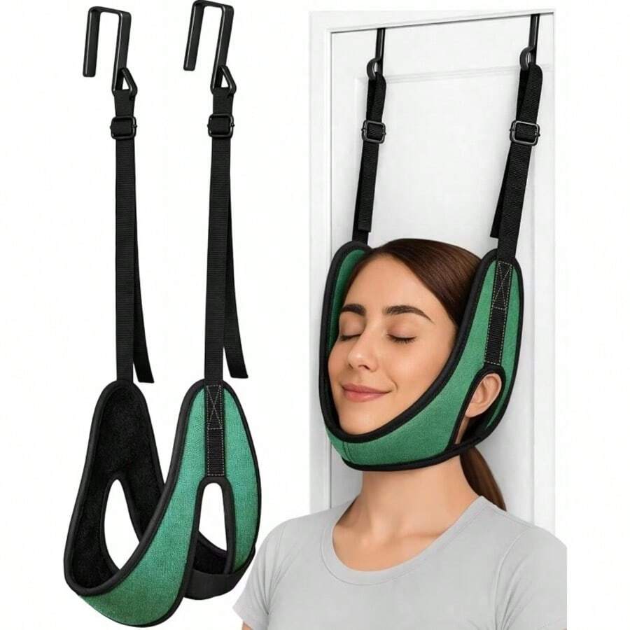 1pc Upgraded Door-Mounted Neck Traction Device, Thickened Neck Support, Breathable Design, 330lbs Weight Capacity, Multiple Colors Available, Portable Adjustable Neck Relaxation Tool, Suitable For Home Daily Use, Comfortable - A - View 1