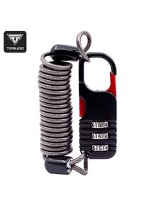 TOSUOD 3-Digit Combination Steel Cable Lock, Retractable Portable Anti-Theft Lock For Motorcycle And Bicycle, Anti-Cut And Anti-Pry Structure, Multi-Functional Lock Compatible With Helmet And Luggage, Essential Cycling Safety Accessory - Multicolor - View 1