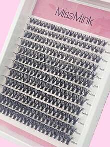Miss Mink 30D 40D 50D Curly Soft Natural Look False Eyelashes, 8-16mm Mixed, 0.07mm D Curl, 12 Rows 240 Pieces, Waterproof Mink Hair Single Cluster 3D Precise Fit For Daily Makeup, Lightweight Portable Design Suitable For Daily Life, Parties And All Occasions - D - View 3