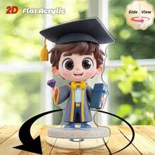 Mô hình trang trí acrylic xoay hình cậu bé học giả hoạt hình, đồ trang trí bàn kỷ niệm tốt nghiệp - A - Xem 3