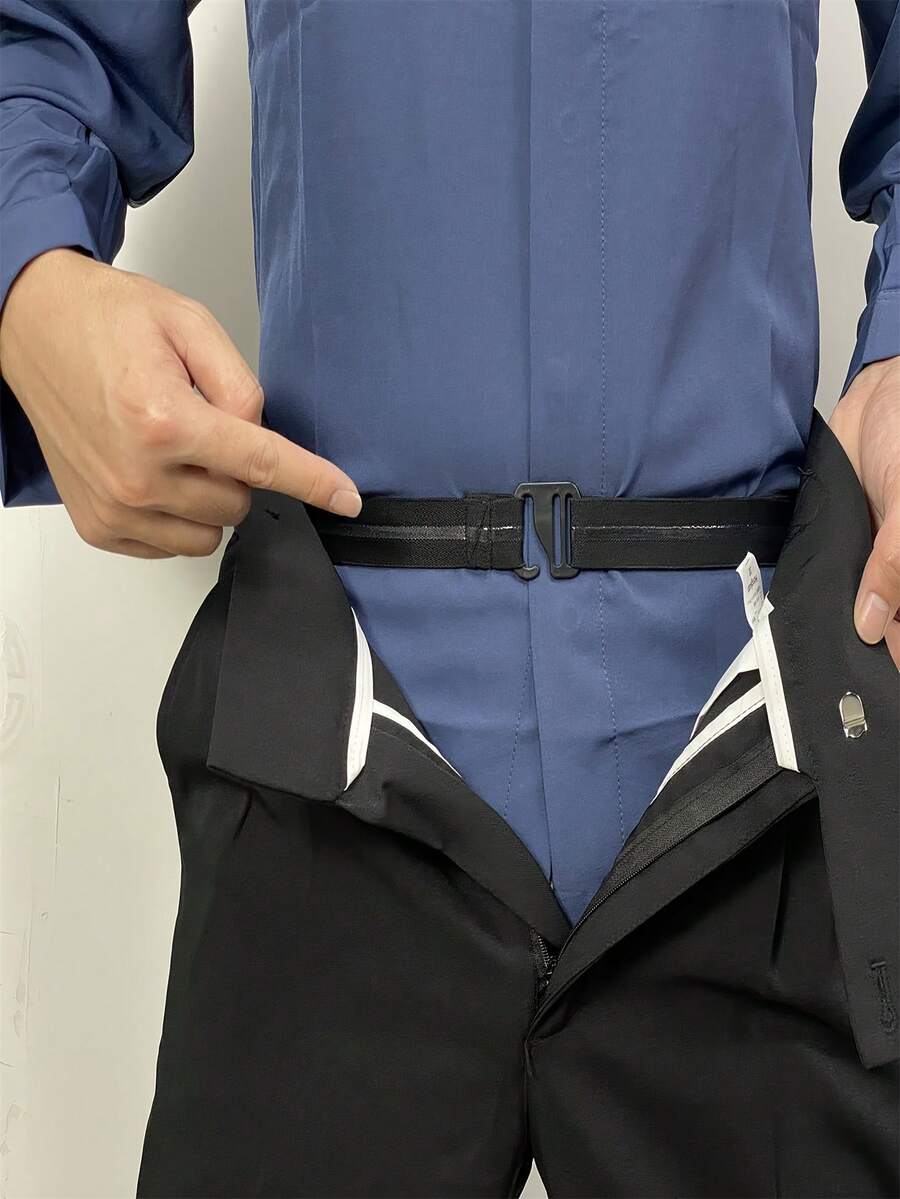 1/5/10pcs Non-Slip Adjustable Belt, Non-Slip Elasticized Grip, Adjustable Buckle, Suitable For Formal Occasions, Black Compact Drawstring, For Suit Pants - Wear With Pieces