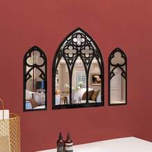 Espejo de pared con diseño de ventana gótica de iglesia hueca, 3 piezas de pegatinas de espejo acrílico para decoración estética del dormitorio y la sala de estar - A - Ver 9