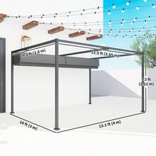 Outsunny 13' X 10' Patio Pergola With Retractable Canopy, Outdoor Sun Shelter, Yard Shade, Dark Grey - Dark Grey - View 7