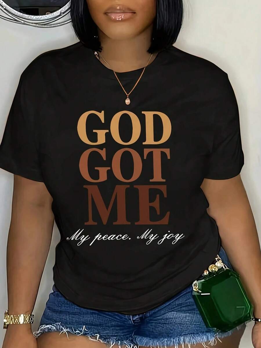 God Happy Print T-Shirt - Negro - Ver 1