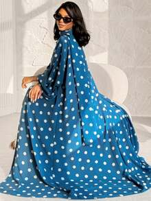 Bộ 1 món gồm khăn trùm đầu và áo choàng Abaya in họa tiết chấm bi, thiết kế cổ điển đa năng, phù hợp cho phụ nữ Hồi giáo mặc hàng ngày và cầu nguyện, thích hợp cho mọi mùa. - Nhiều màu - Xem 29