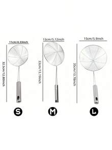 Powcan 1 pieza Colador de acero inoxidable duradero para freír, utensilio de cocina para freír, se puede usar como colador, accesorio de cocina, herramienta de cocina esencial como regalo para el chef del hogar, ayudante de almacenamiento de cocina que ahorra espacio - Plateado - Ver 4
