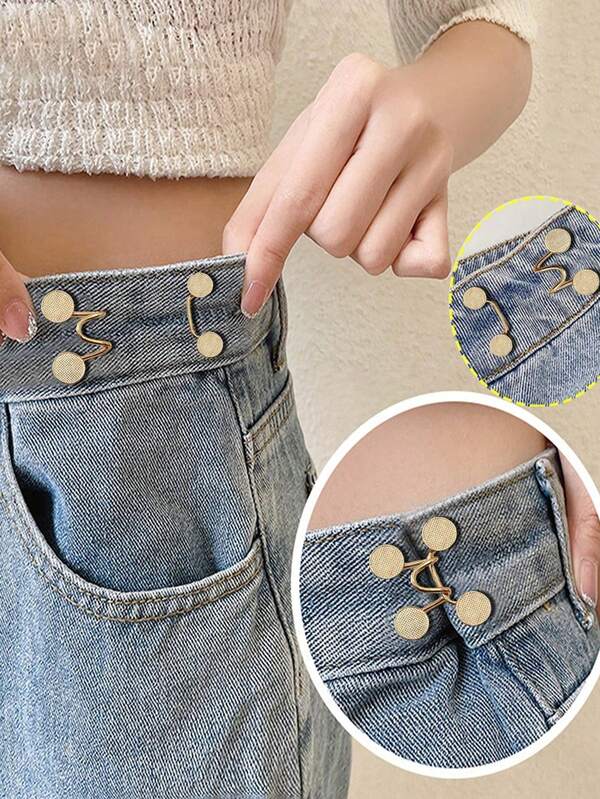 1pc Women's Adjustable Waist Brooch Set, Non-Diamond Alloy Daisy Brooch, Denim Pants Accessory (Card Not Included)