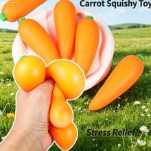 Super Soft Carrot Squeeze Toy, Slow Rebound Stress Relief Toy, Realistic Funny Vent Toy, Imitation Fake Food Carrot - Multicolor - View 3