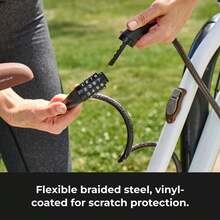 FCV 1Pack Lock Bike Lock Cable With Combination 4ft Black Bicycle Lock With Vinyl Coating - Black - View 3