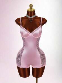 Mono Sexy con Encaje y Parches para Mujer de - Rosa 2 - Ver 5