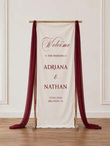 Custom Wedding Welcome Sign, Wedding Fabric Welcome Banner, Personalized Bridal Shower Name Sign, Wedding Decoration Fabric Sign, Personalized Party Banner Decor, Multiple Fabric Options - Multicolor - View 4