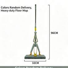 39cm Wide Head Hands-Free Microfiber Mop, Stainless Steel Handle, Wet & Dry Floor Cleaning Tool - B - View 2