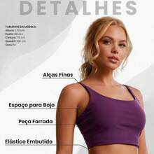 Acqua Bronze Women's Fitness Top With Thin Straps, Elasticated, Lined, Zero Transparency Essential - 葡萄 - 查看 2