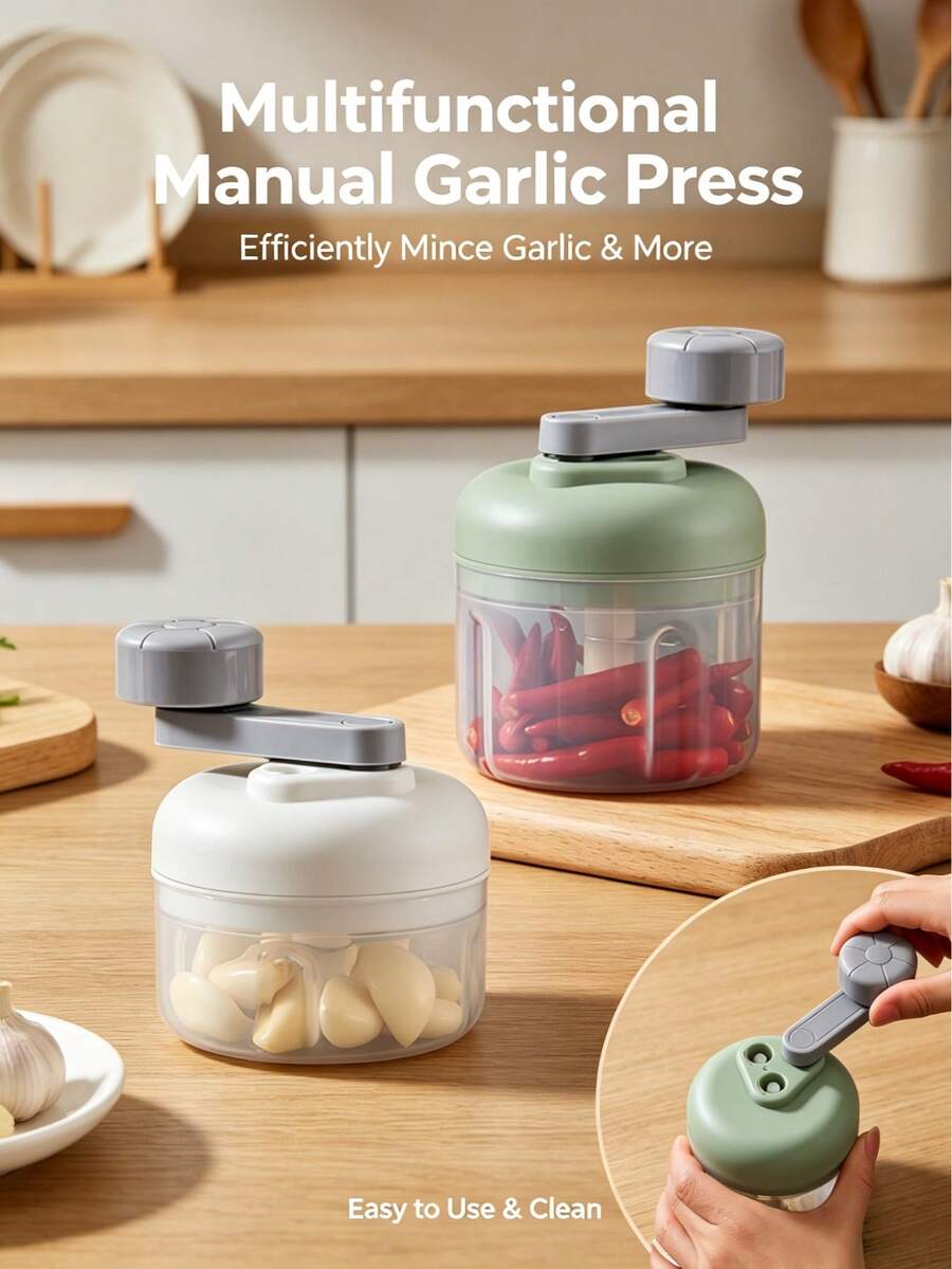 Máy xay thực phẩm thủ công 3 tốc độ, máy xay tỏi, gừng, ớt, củ cải, đậu phộng đa năng quay tay, dụng cụ nhà bếp thiết thực.