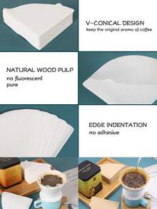 50 peças/100 peças Papel de Filtro de Café Cônico V01, Papel de Filtro de Café em Forma de V, Papel de Filtro de Café Pour-Over V02, Papel de Filtro de Café e Chá, Adequado para Xícaras de Filtro Cônico e Cafeteiras de Gotejamento, Adequado para Cafeteiras Pour-Over e de Gotejamento, 1-2 Xícaras, 2-4 Xícaras (Branco, Marrom) - Multicolorido - Visão 8