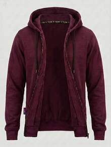 Men's French Terry Hooded Zip-Up Sweatshirt, Finished With Ribbed Cuffs And Hem, Available Sizes XS–8XL, Perfect For Spring, Summer And Fall - Bordeaux - View 2