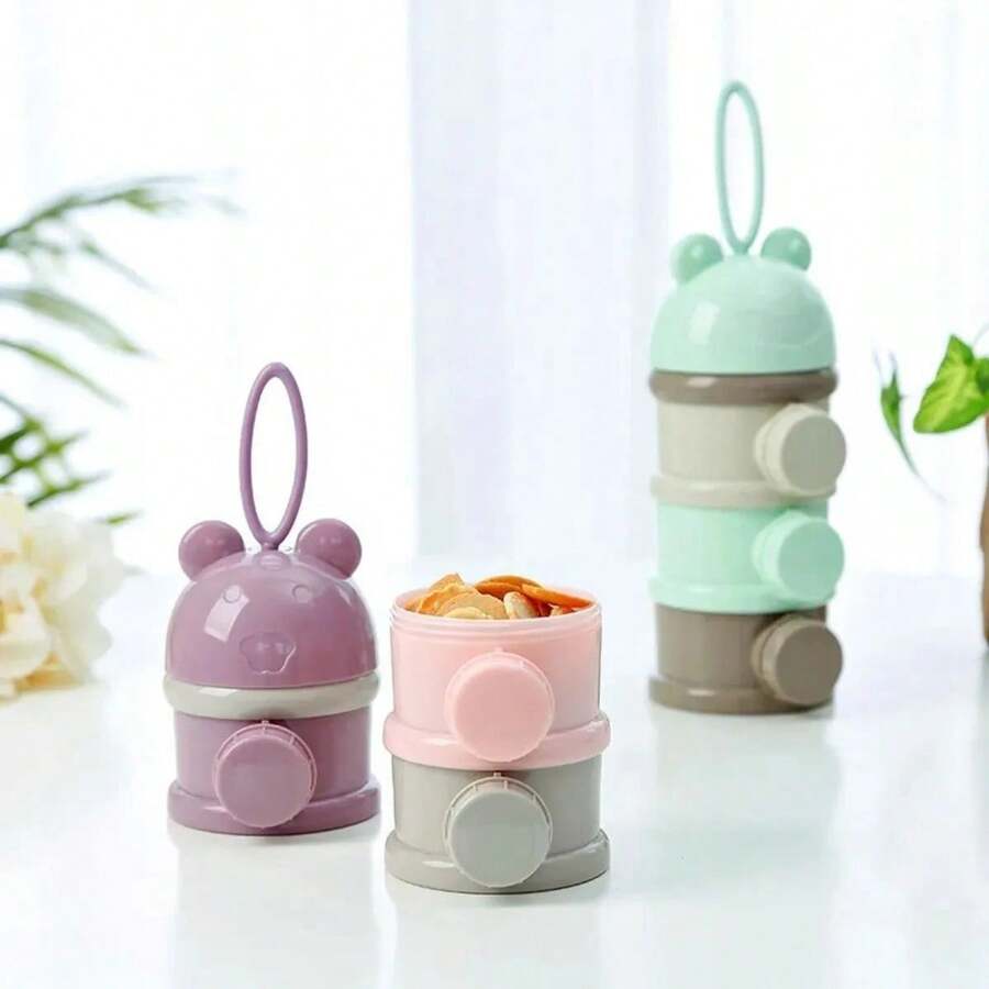 Dosificador De Leche En Polvo Portátil Apilable Oso 3 Capas - lila - Ver 1