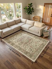 1pc Green & Brown Vintage Bohemian Style Living Room Rug. Suitable For Kitchen, Dining Room, Bedroom, Room Holiday Decor, Indoor/Outdoor, Office, Lobby, Anti-Slip Doormat, Bathroom Rug, Hallway, Study, Gaming Area Rug. - Olive Green - View 13