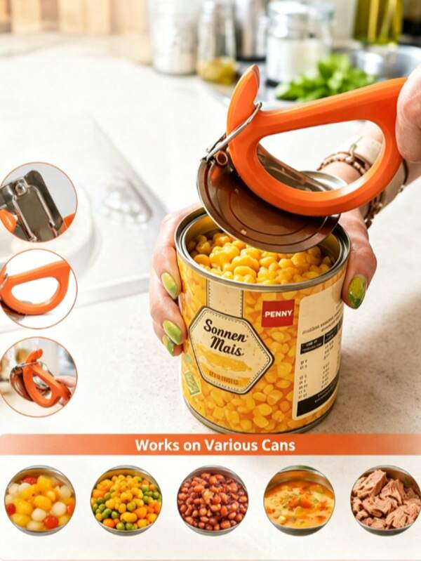 1pc/2pcs Plastic Manual Can Opener, Non-Slip Handle, Easy Grip, Durable Plastic Structure, Kitchen Can Opener