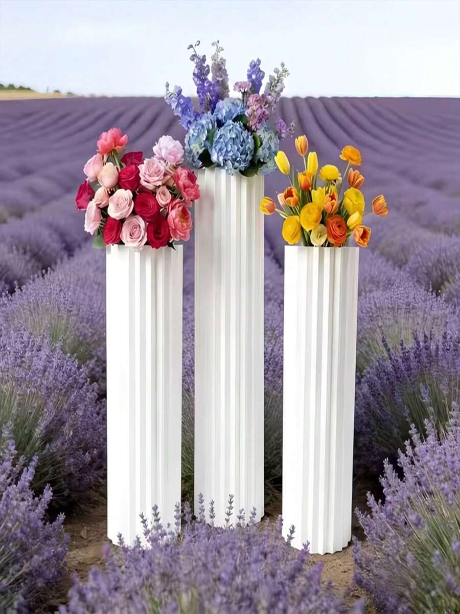 Foldable Round Display Stand, Roman Column Display Pedestal With Top Transparent Plate, Reusable And Easy To Install, Suitable For Wedding, Party, Holiday Decoration - D - View 1