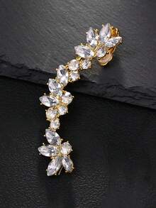1個金色左耳水鑽耳骨夾，優雅飾品 - 金色 - 查看 4