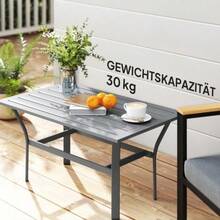 Metal Side Table/Balcony Table With Slatted Design, Weatherproof, Coffee Table/Garden Table, Easy-Care Sofa Table/Outdoor Table For Balcony, Garden, Terrace, Veranda, 91.5 X 55 X 45 Cm, Dark Grey - Dark Grey - View 5