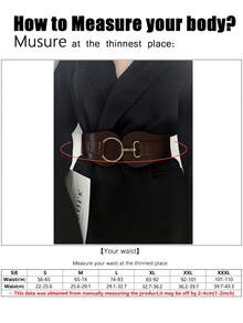 1pc Women's Coffee Color Minimalist Basic Elastic Wide Waist Belt, Suitable For Halloween Party Or Daily Outfit Matching - Coffee - View 9