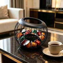 1 chiếc giỏ đựng viên nén cà phê khung dây đen, giá đựng viên nén cà phê dung tích lớn có nhãn "COFFEE", kệ sắp xếp viên nén cà phê trên mặt bàn, trang trí quầy cà phê tại nhà và bếp - Nhiều màu - Xem 8