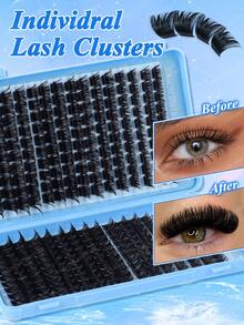 320/384/448pcs D Curl Large Capacity Individual Eyelashes,Gift For Mom,Cluster Eyelash Extensions,Soft And Natural Look,Long Lasting False Eyelashes,Lightweight Reusable Wispy Eyelashes Set Suit For Daily,Wedding,Night Party, Bridal,Cosplay Makeup. - D - View 5