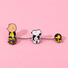 SNOOPY 1個經典卡通創意可愛金屬胸針，精緻學生合金徽章，包包配件，新年禮物，情人節禮物，復活節禮物 [隨機款式] - 彩色 - 查看 8
