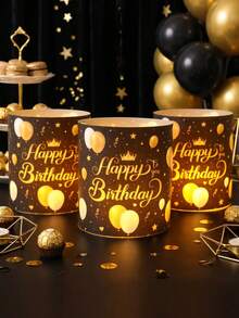 6/12件組生日快樂燈罩裝飾，桌上擺飾，生日桌飾，生日裝飾，派對背景裝飾，燭台，生日派對裝飾，家居裝飾，派對伴手禮，派對用品（不含燈光與蠟燭） - 生日快樂 - 查看 7