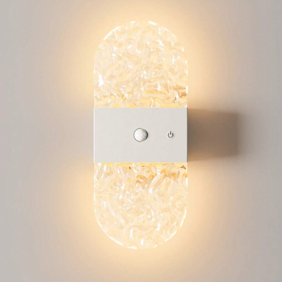 Crystal Motion Sensor Wall Lamp, Acrylic Wall Light, Wireless LED Wall Light, Battery-Powered Night Light, Suitable For Hallways, Bathrooms, Bedrooms, Kitchens, Cabinets, Stairs, Entrances, Bedside, Tables, Closets, Home Decoration, Living Room