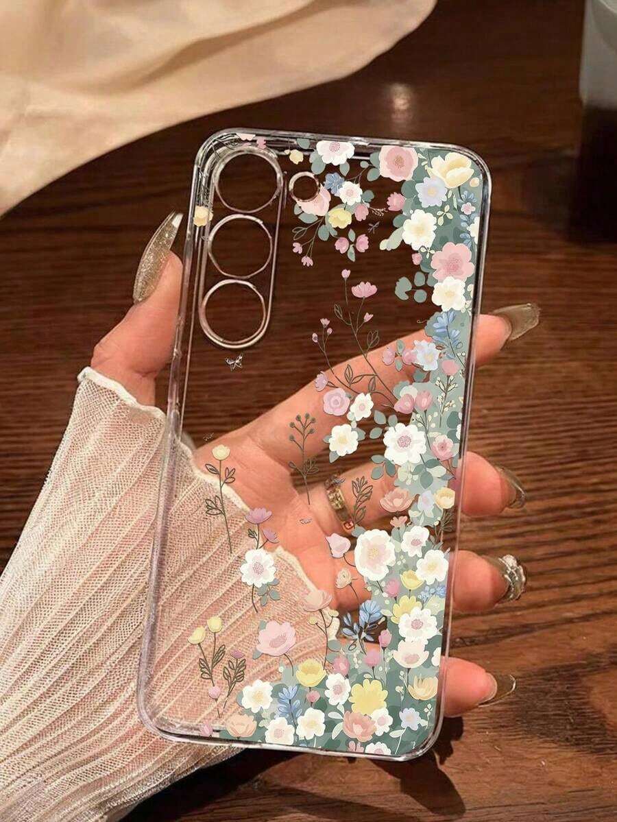 1 Piece Soft Romantic Fashion Floral Print Phone Case Compatible With Huawei Honor, Galaxy A04e/12/A13/A14/A34/A50/A52/A53/A54/S21/S22/S23/S24/S25/S25Ultra/S25FE/S26/S26 PLUS/S26 ULTRA/S26 EDGE, 6A/7A/8A, 12T/13T/15T/15T Pro - 透明 2 - 查看 1