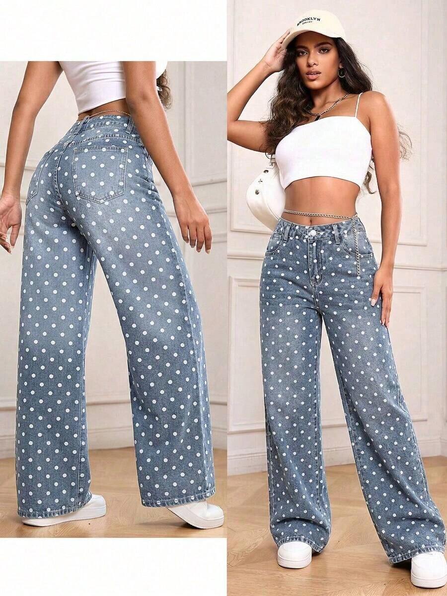 PETITE Pantalones vaqueros de pierna ancha de unicolor, versátiles y casuales con bolsillo - Lavado ligero - Ver 1