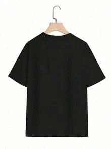 2026 New Products: Women's Cotton Crew Neck T-Shirt, Albert And The Cosby Cartoon Anime T-Shirt For Valentine's Day, Women's Pure Cotton Crew Neck Casual T-Shirt (1 Piece). It's Versatile And Practical, Exudes A Natural And Elegant Style, And Is A Must-Have Item For Summer Parties. - 黑色 - 查看 2