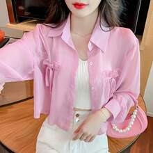 Women Lightweight Cardigans - Pink - View 6