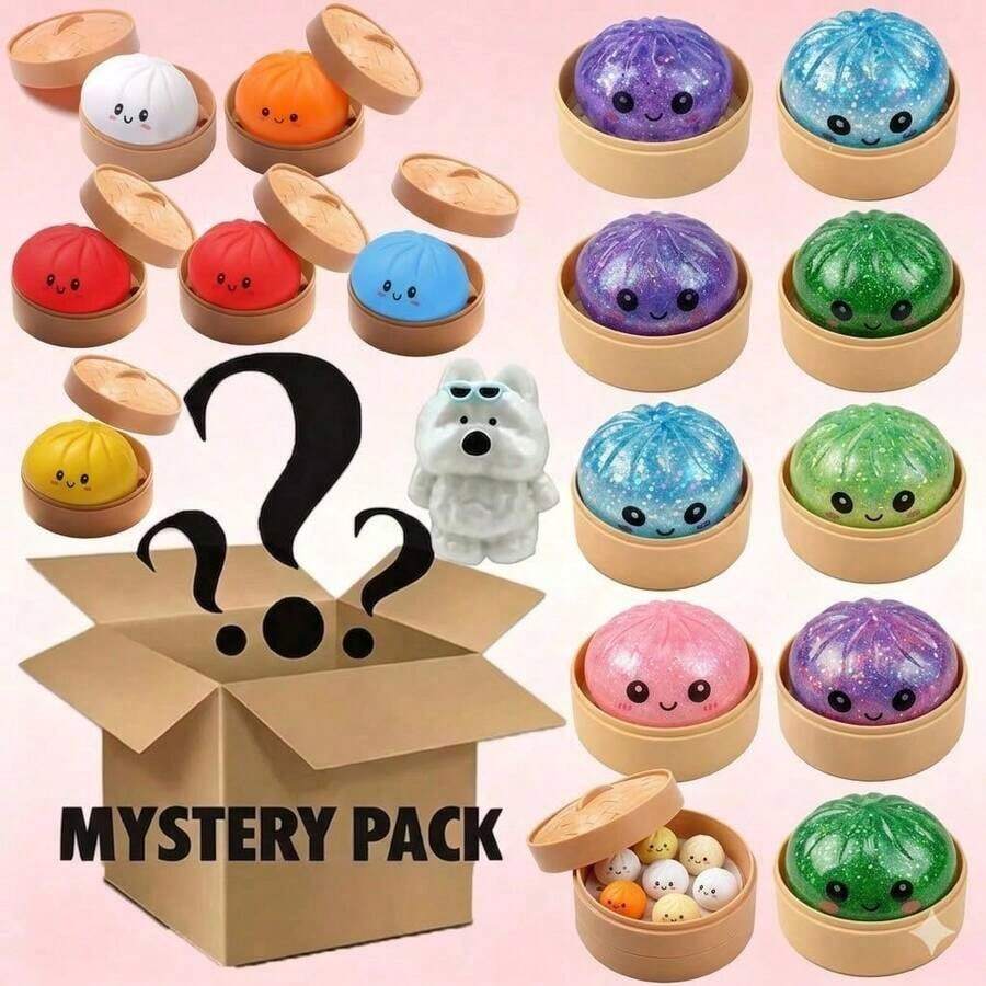 Steamer Included Steamed Bun & Dumpling Squeeze Toy, Deformable Slow Rebound Squishy Stress Ball, Food Shaped Sensory Decompression Gadget, Versatile Desktop Decor & Birthday Holiday Gift For All Ages - 慢回彈 - 查看 1