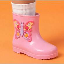 Girls' Mid-Calf Butterfly Rain Boots - Baby Pink - View 1