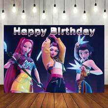 1 pieza Decoraciones para ambiente de fiesta con temática de ídolos K-POP, Cazadores de demonios K-Pop, Caza de brujas de K-Pop, Tela de fondo, Decoración de fiesta de cumpleaños, Regalos de decoración de fiesta del grupo de Caza de brujas para niños - Multicolor - Ver 10