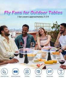 Desktop Insect Repellent Device, Holographic Wind Blade Fan, Suitable For Picnics, Gatherings, Restaurants, Kitchens And Barbecues - Product Dimensions Approximately - Black - View 4