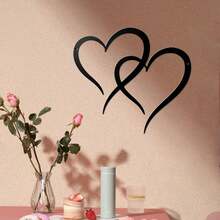 2pcs Metal Heart-Shaped Wall Decor - Pink, Gold, Black, Infinity Love Symbol Wall Art, Symbol Of Love, Living Room Bedroom Wall Decoration, Wedding, Engagement, Anniversary, Valentine's Day, Mother's Day Gift, Her Gift, Sculpture Wall Hanging - Multicolor - View 4