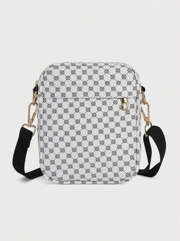 New Men's Bag, Casual Multi-Purpose, Universal One Shoulder Crossbody Small Backpack, Travel Storage Bag, Printed Pattern PU Leather